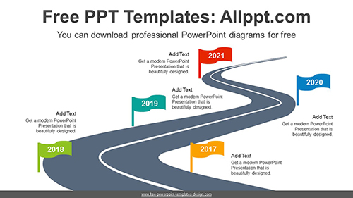 Winding Roads Flags PowerPoint Diagram