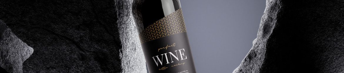 Wine bottle on the rock mockup Wine bottle on the rock mockup