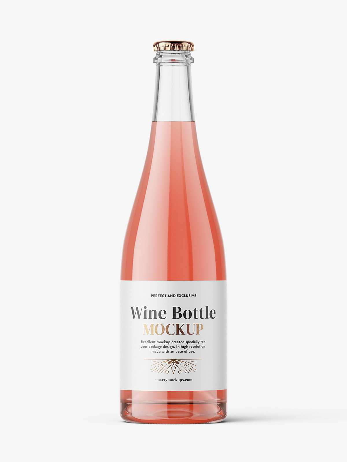 Wine bottle with crown cap mockup