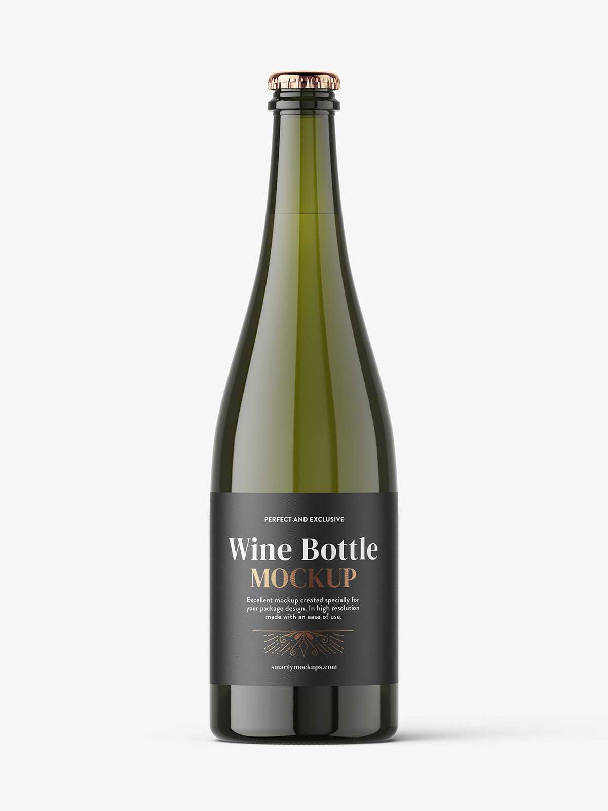 Wine bottle with crown cap mockup