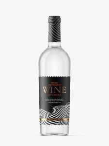 Wine clear bottle mockup