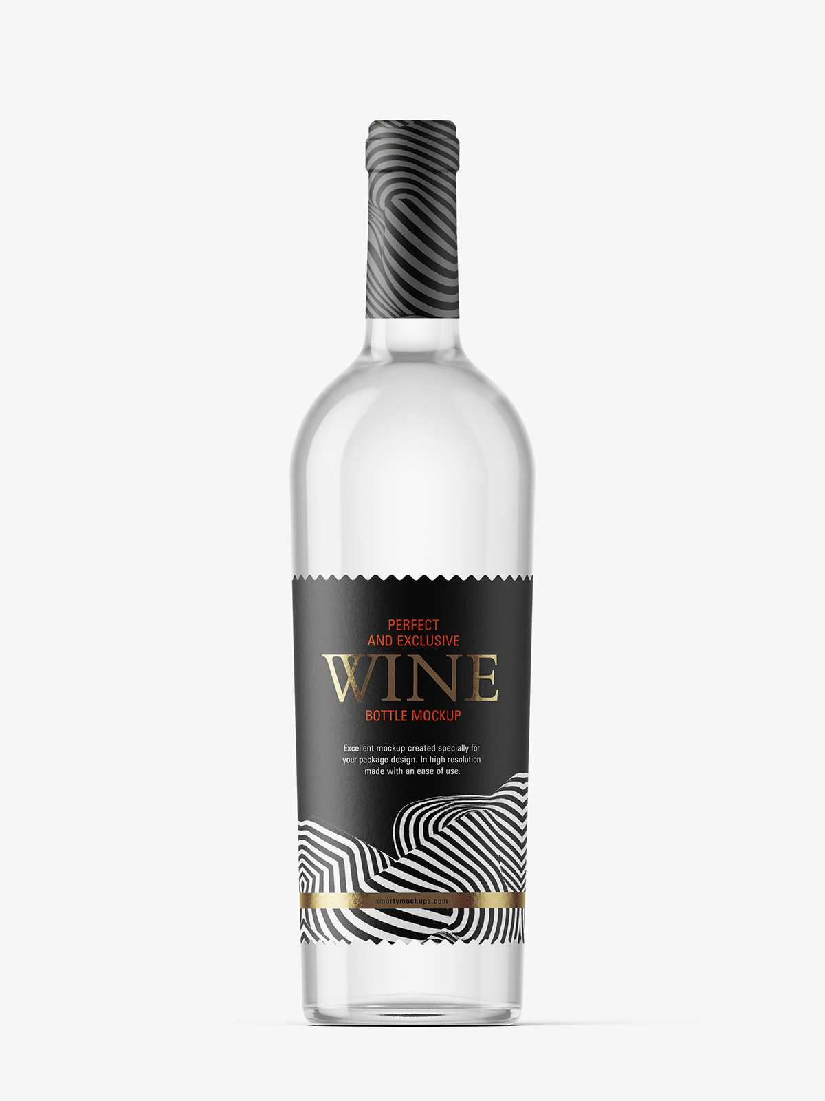 Wine clear bottle mockup