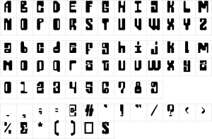 Mapa de caracteres da fonte Wofisty Font