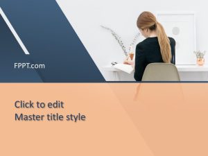 Woman in Office PowerPoint Template