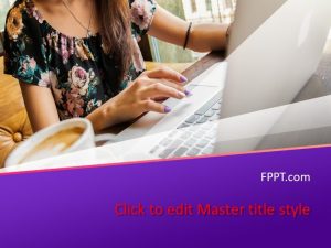 Woman Working in Laptop PowerPoint Template