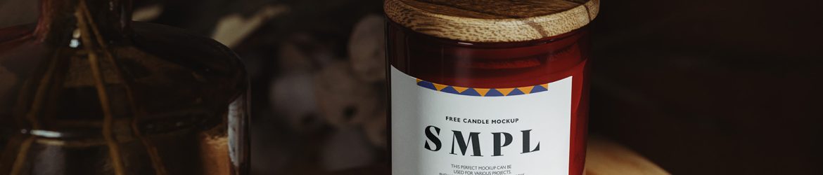 Wood covered candle mockup
