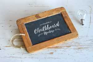 Wooden Frame Chalkboard Mockup