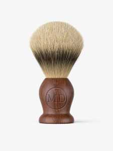 Wooden handle shaving brush mockup