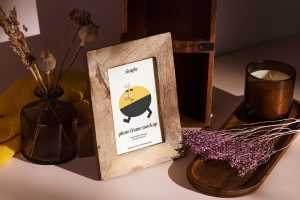 Wooden photo frame mockup