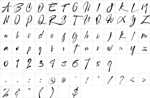 Mapa de caracteres da fonte Woonder Font
