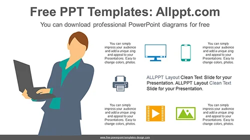Working Businesswoman PowerPoint Diagram