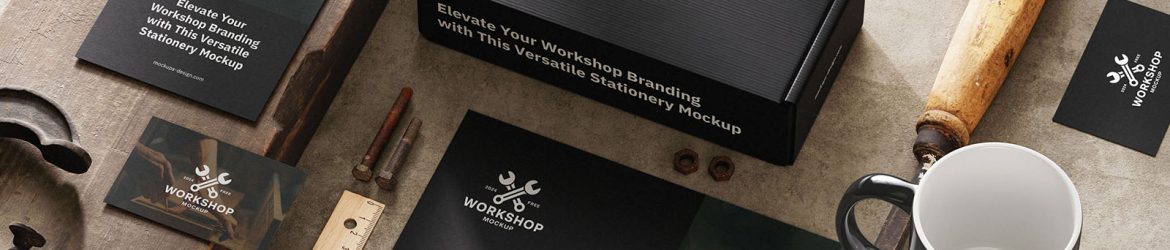 Workshop stationery mockup set Workshop stationery mockup set