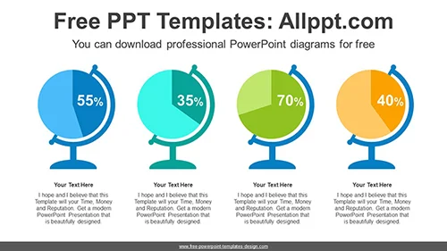 World Globe Pie Chart PowerPoint Diagram
