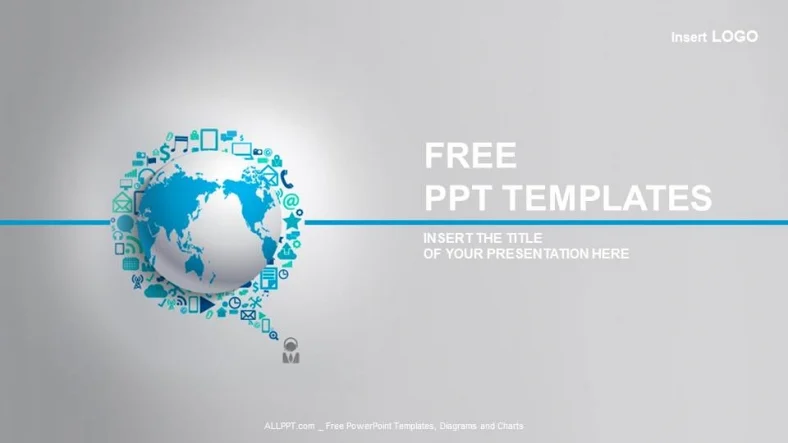 World Globe With App Icon-Business PPT Templates