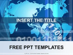 World Map In Blue PowerPoint Template Design