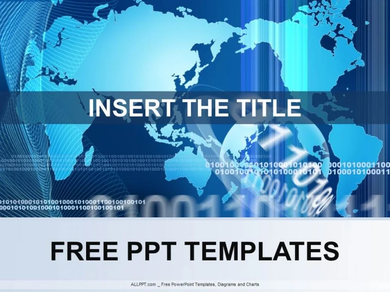 World Map In Blue PowerPoint Template Design
