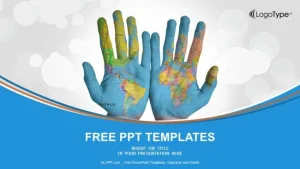World Map Painted on Hands PowerPoint Templates