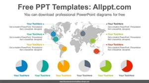 World Map Pie Chart PowerPoint Diagram