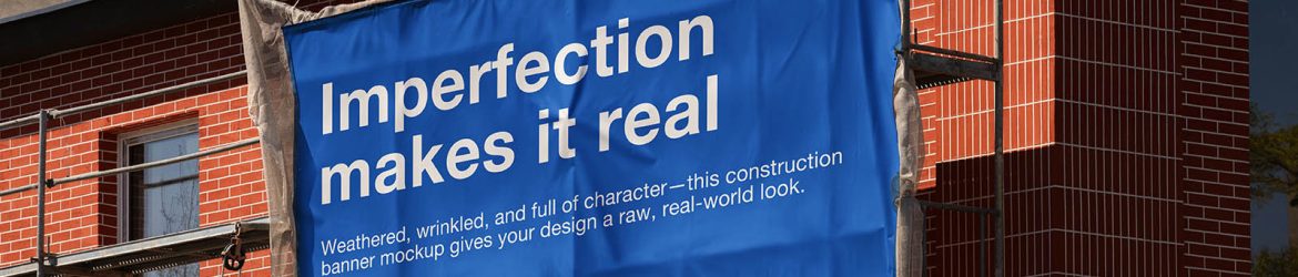 Wrinkled construction banner mockup