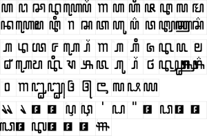 Mapa de caracteres da fonte X Code From East Font