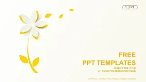 Yellow cutout paper flower PowerPoint Templates
