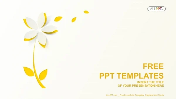 Yellow cutout paper flower PowerPoint Templates