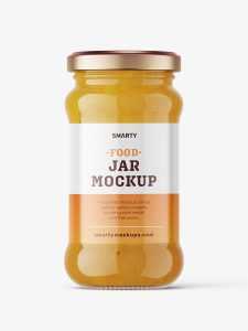 Yellow jam jar mockup