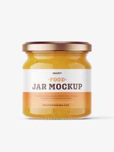 Yellow jam jar mockup