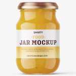 Yellow jam jar mockup