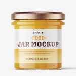 Yellow jam jar mockup