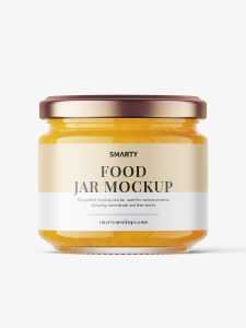 Yellow jam jar mockup