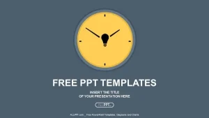 Yellow round clock on gray background PowerPoint Templates