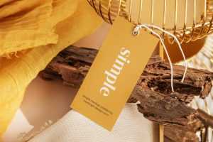Yellow scene with label tag mockup