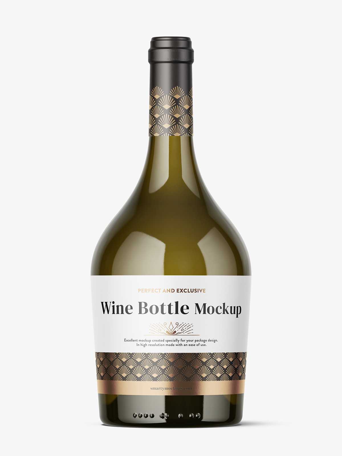 Yellow wine bottle mockup