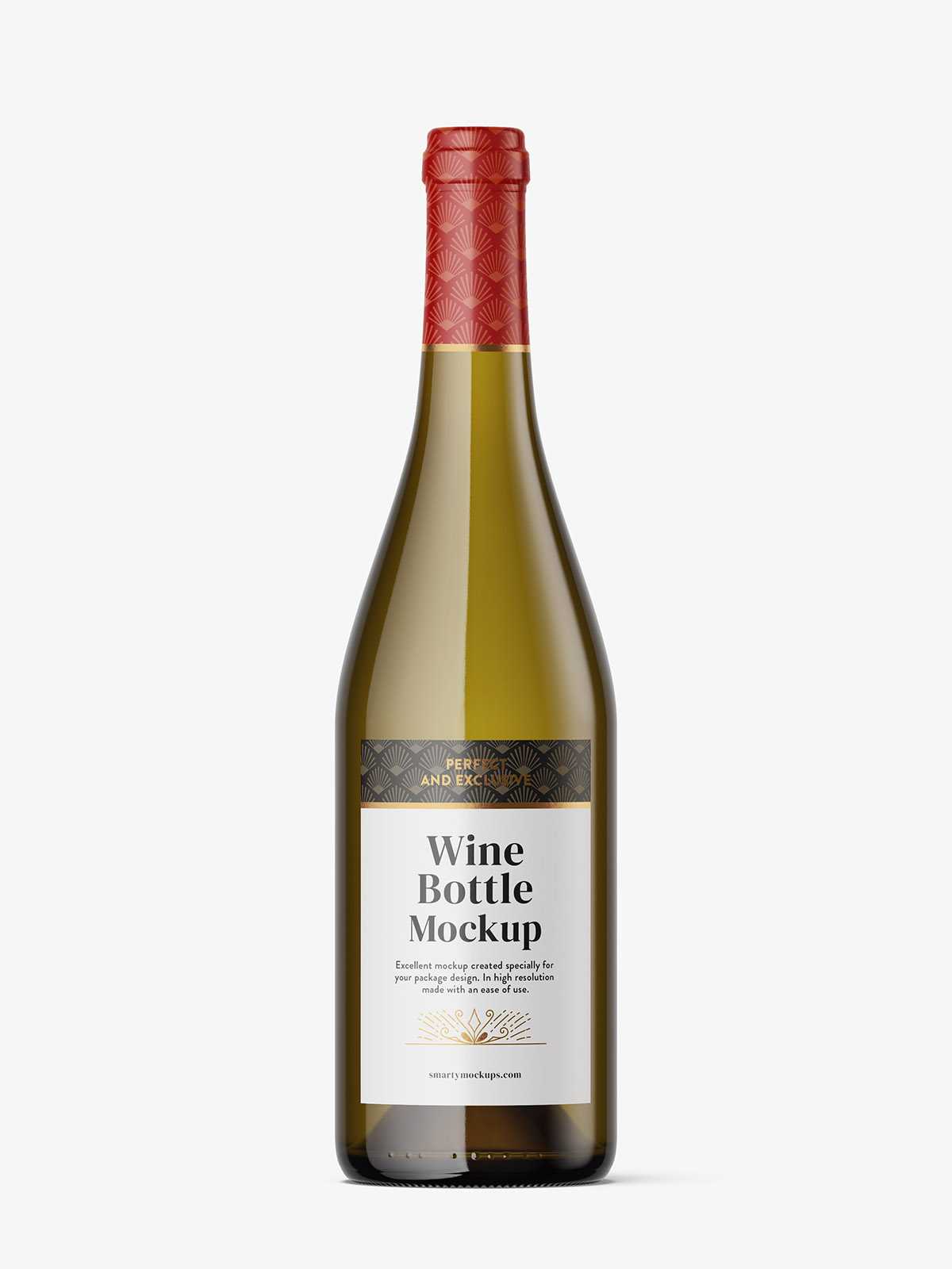 Yellow wine bottle mockup