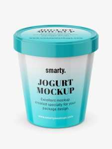Yogurt mockup / top view