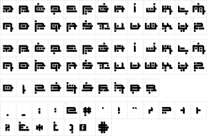 Mapa de caracteres da fonte Zephyr Jubilee Font