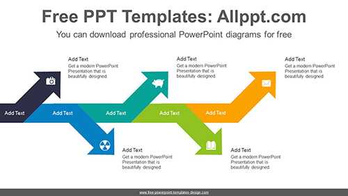 Zigzag Bend Arrows PowerPoint Diagram