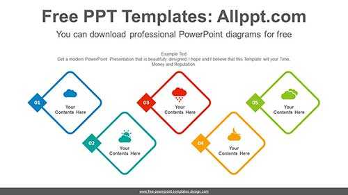 Zigzag diamond list PowerPoint Diagram