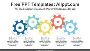 Zigzag Gear Flow PowerPoint Diagram