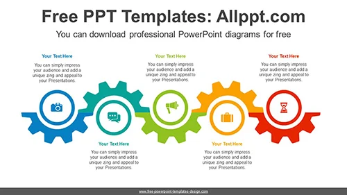 Zigzag Gears Process PowerPoint Diagram