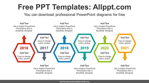 Zigzag Hexagonal Text Box PowerPoint Diagram