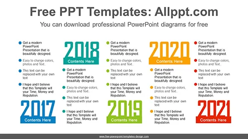 Zigzag Year Array PowerPoint Diagram