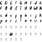 Mapa de caracteres da fonte Zombi Predator Font
