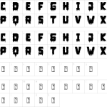 Mapa de caracteres da fonte Zombie Mummy Font