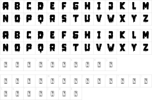 Mapa de caracteres da fonte Zombie Mummy Font