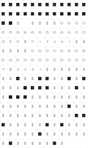 Mapa de caracteres da fonte 20 Faces
