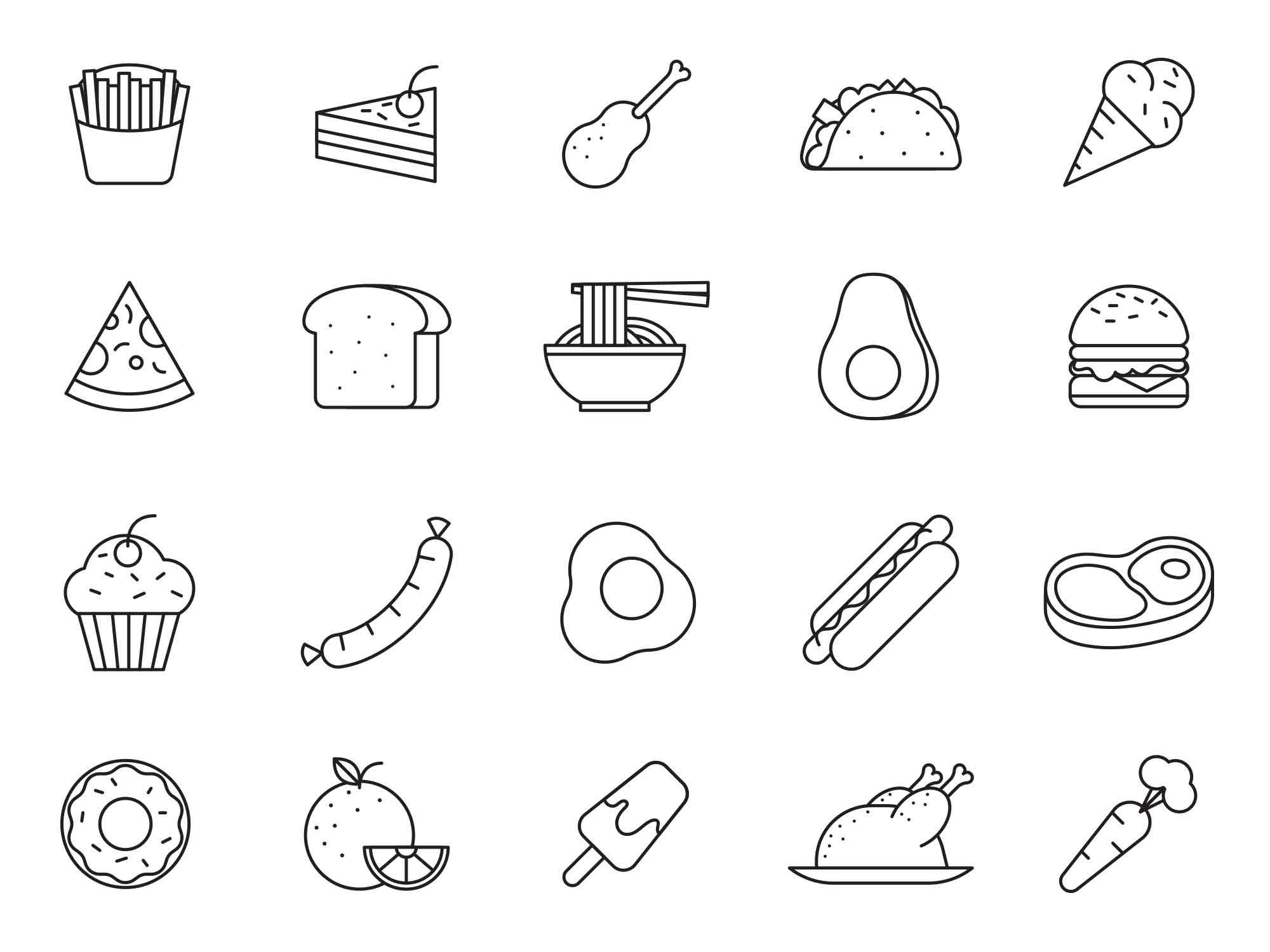 20 Free Food Vector Icons (AI)