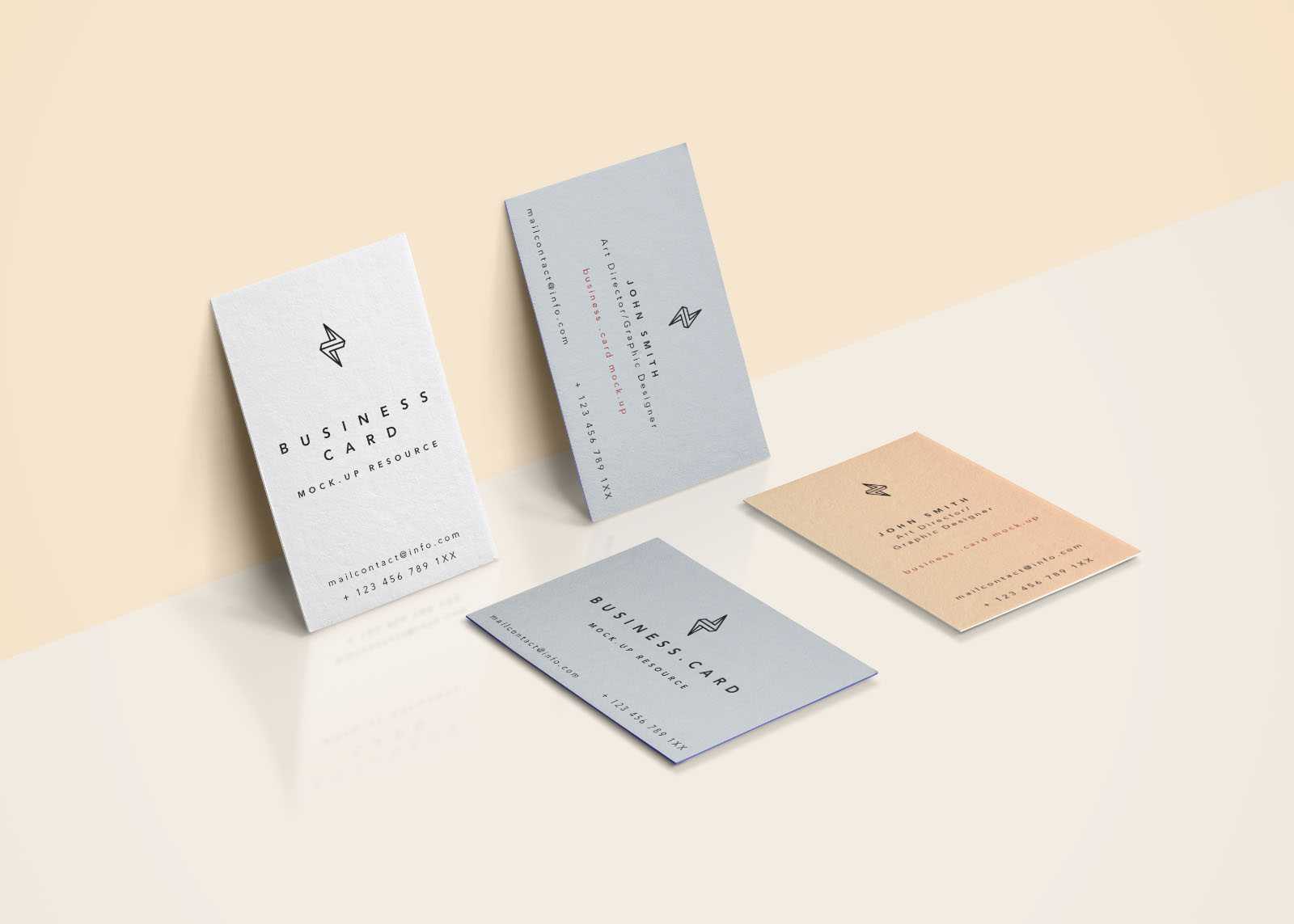 4 Business Cards Scene Mockup (PSD)