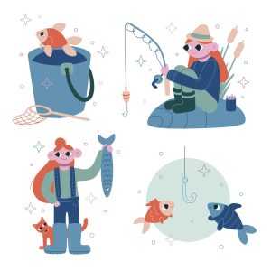 4 Fishing Illustrations